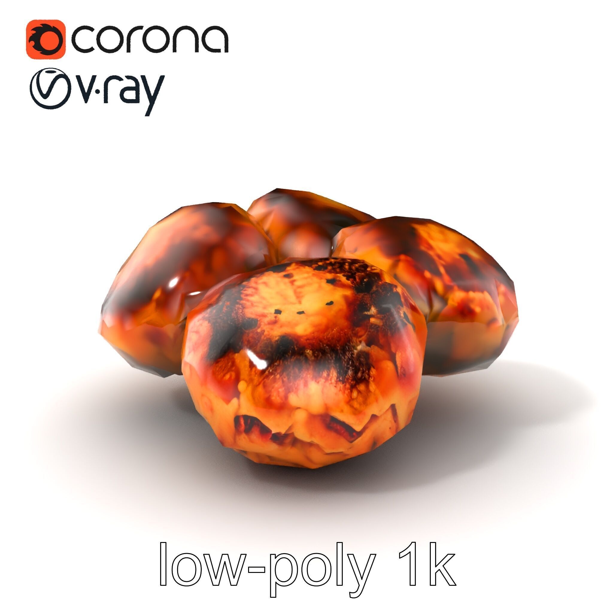 Detailed Frikadellen Meat Patties model pack Low-poly 3D model_5