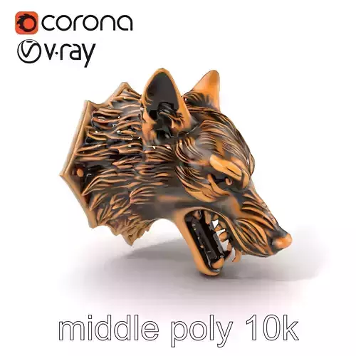 Wolf Head Door Handle Bronze Sculpture model pack
