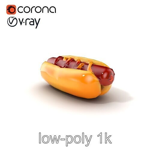 Classic Hot Dog with Mustard and Ketchup model pack Low-poly 3D model 5