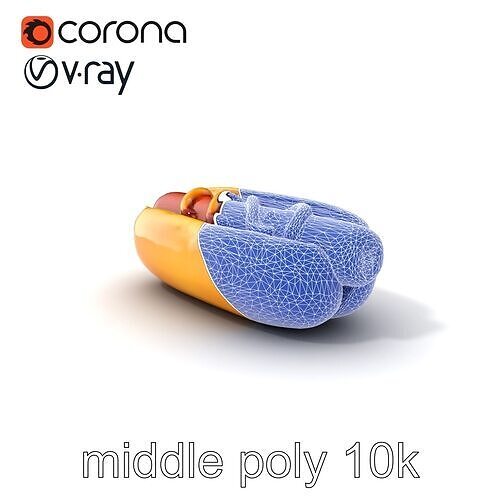 Classic Hot Dog with Mustard and Ketchup model pack Low-poly 3D model 6