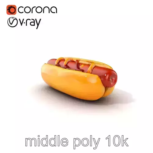 Classic Hot Dog with Mustard and Ketchup model pack