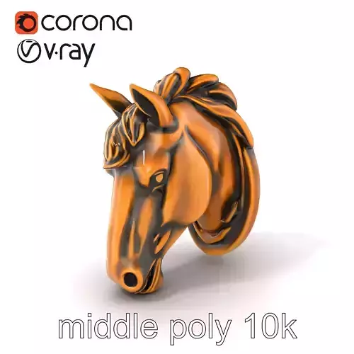 Elegant Bronze Horse Head Door Handle model pack