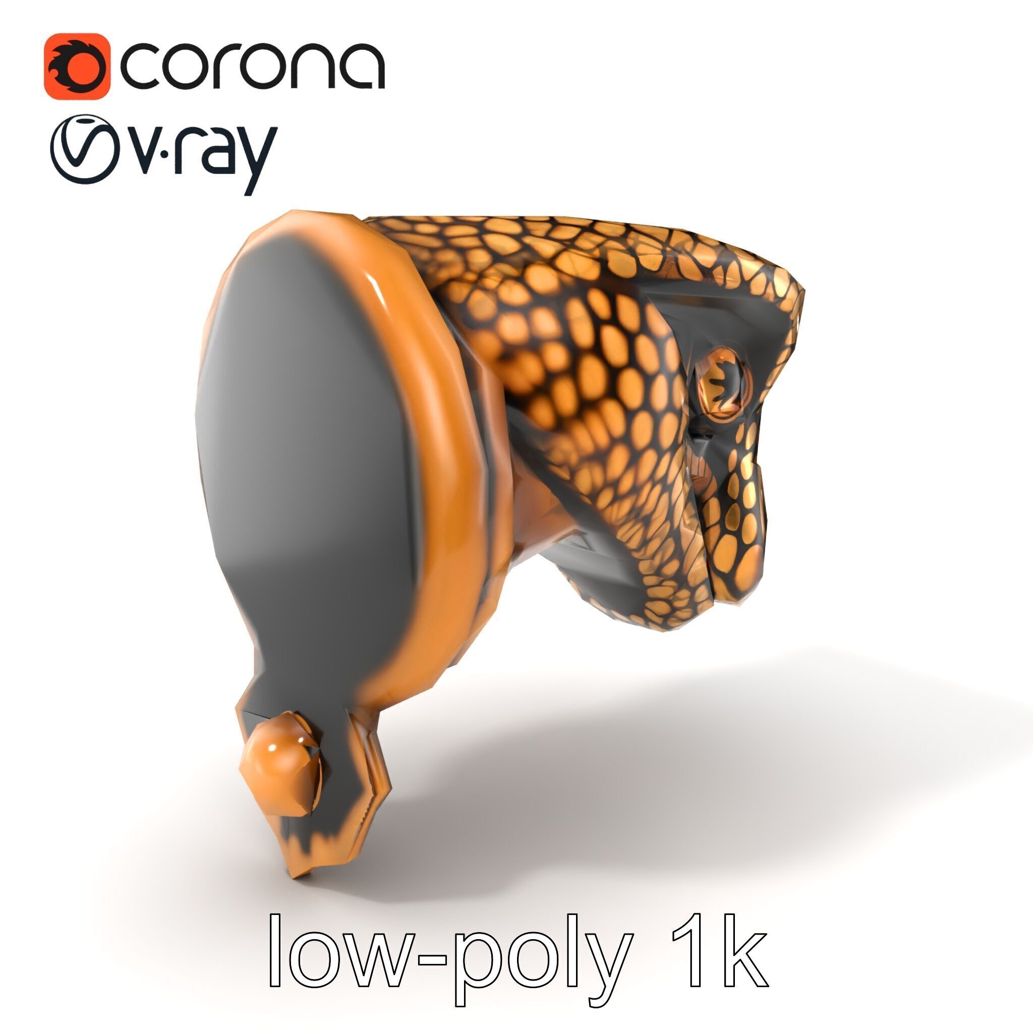 Serpent Bronze Door Handle model pack Low-poly 3D model_5