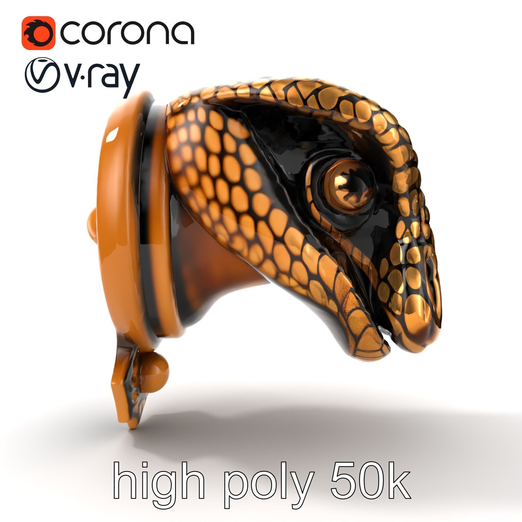 Serpent Bronze Door Handle model pack Low-poly 3D model_15