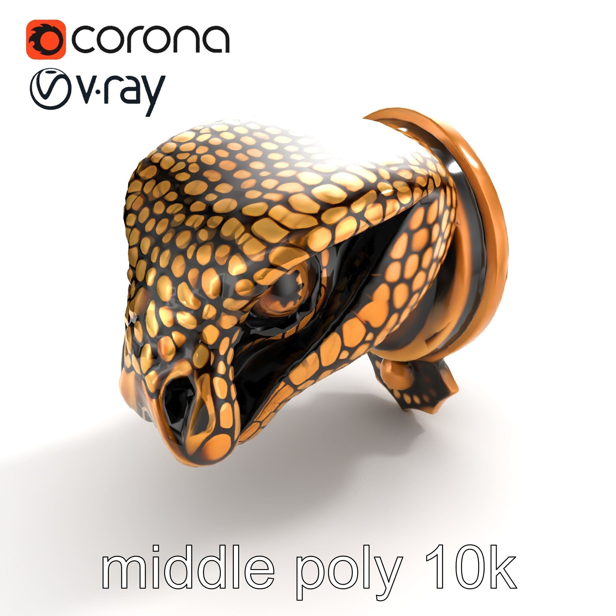 Serpent Bronze Door Handle model pack Low-poly 3D model_8