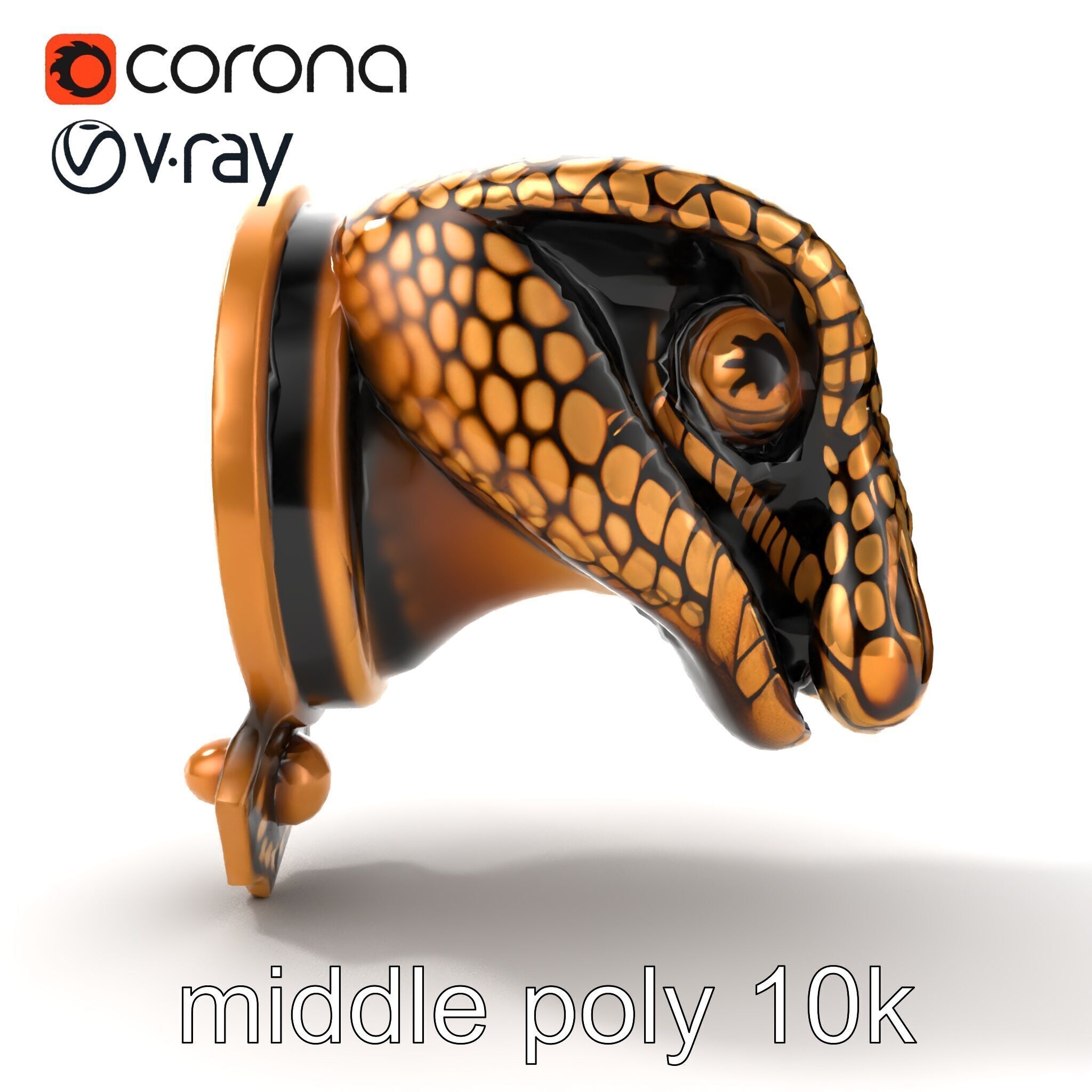 Serpent Bronze Door Handle model pack Low-poly 3D model_21