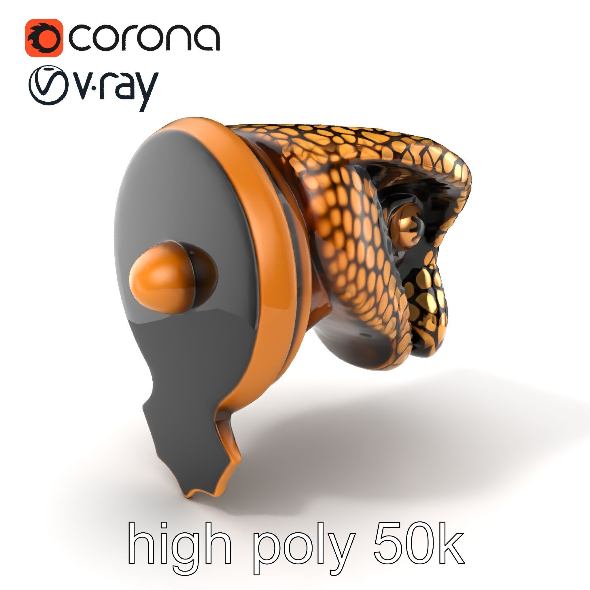 Serpent Bronze Door Handle model pack Low-poly 3D model_2