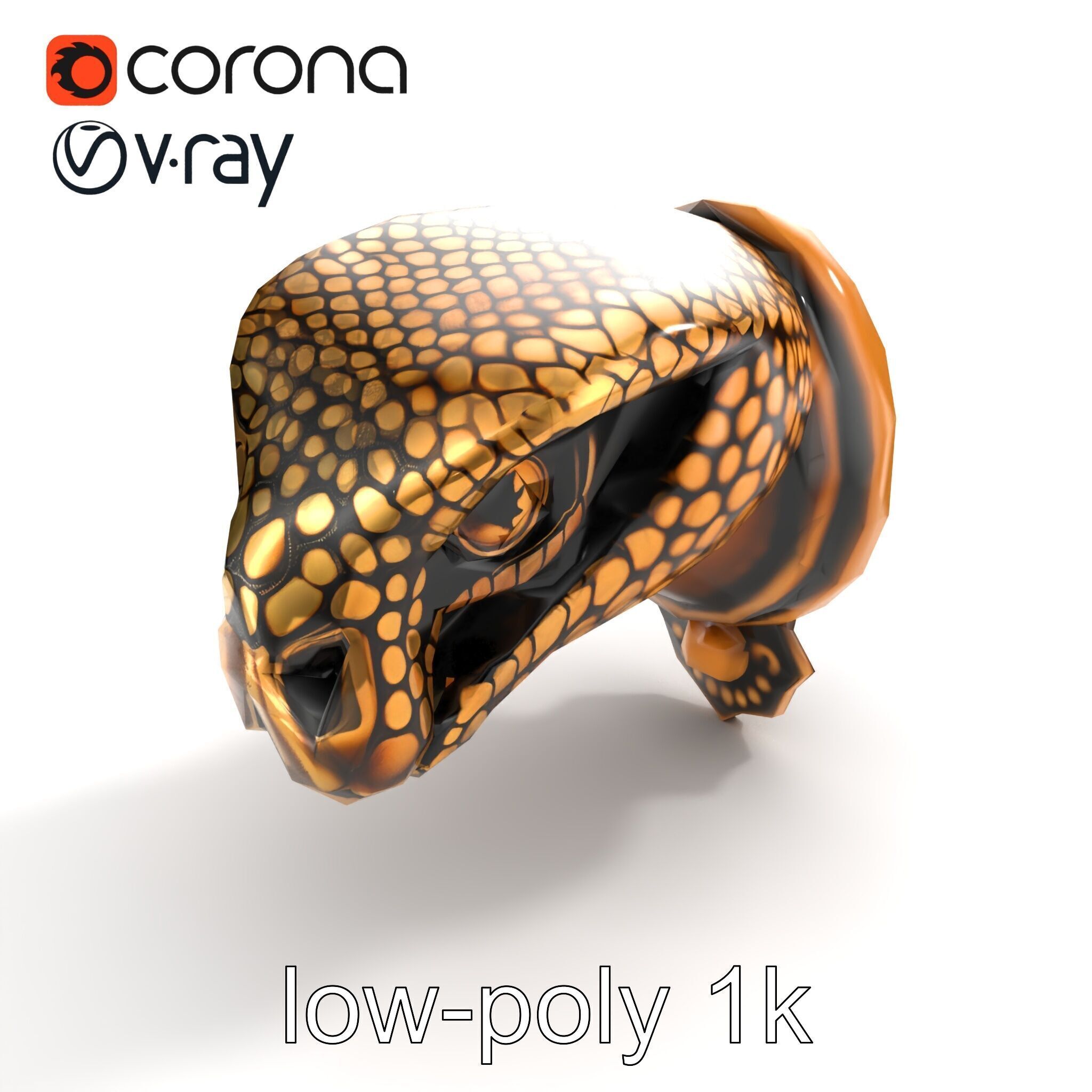 Serpent Bronze Door Handle model pack Low-poly 3D model_9