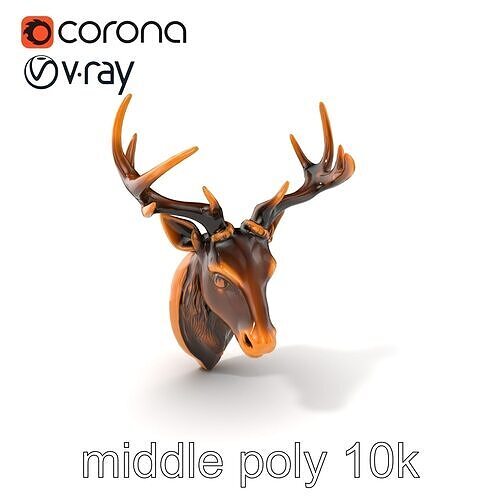 Ornate Deer Head Door Handle model pack Low-poly 3D model