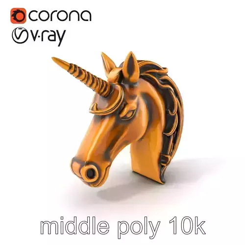 Bronze Unicorn Head Door Handle model pack