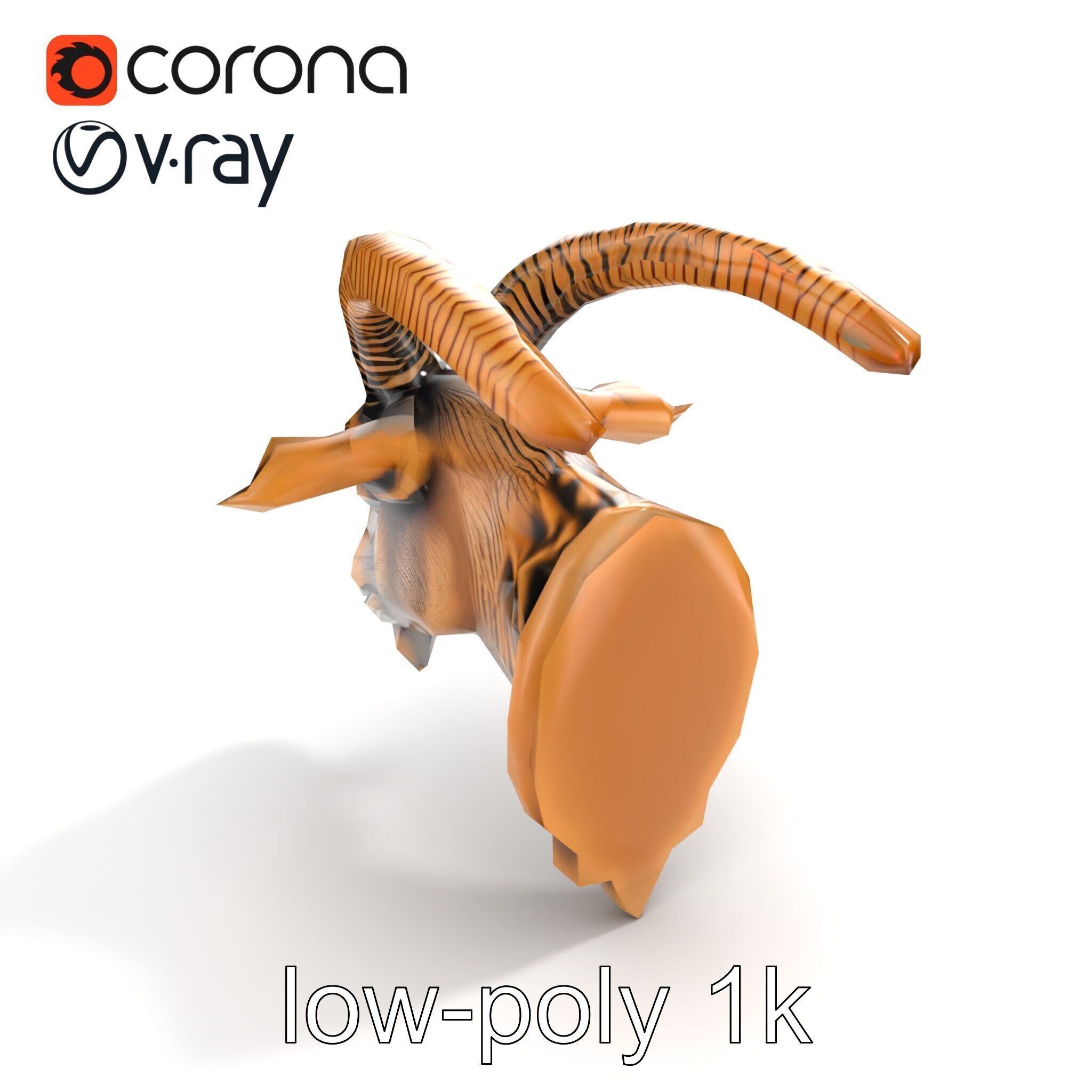 Bronze Goat Head Door Handle model pack Low-poly 3D model_9