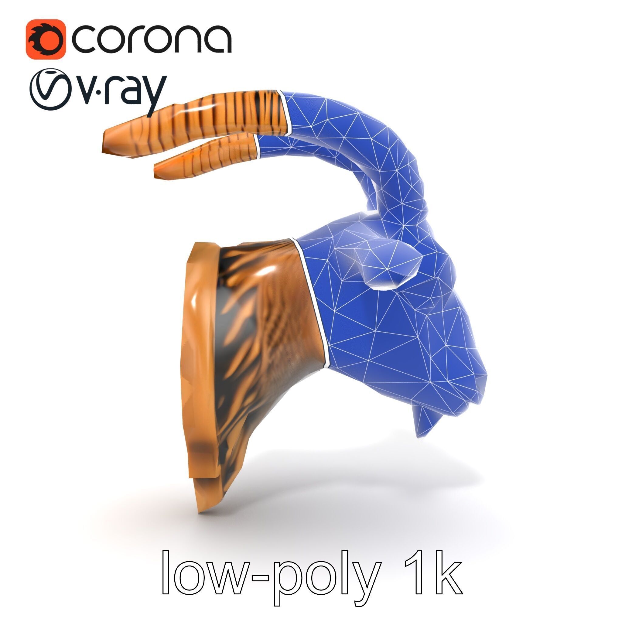 Bronze Goat Head Door Handle model pack Low-poly 3D model_29