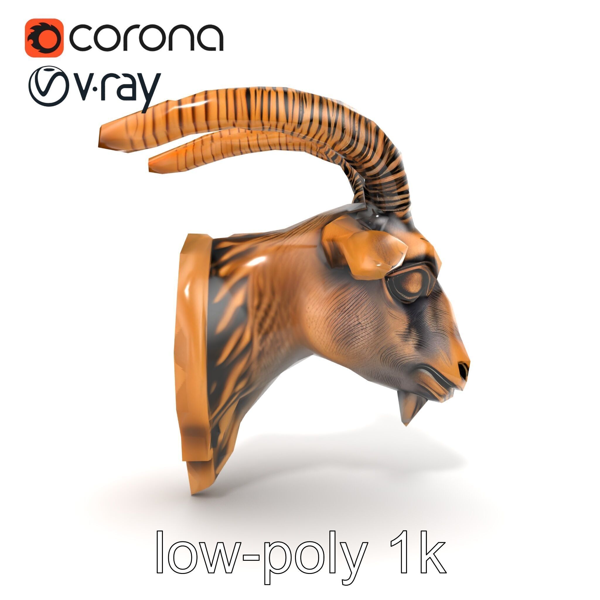 Bronze Goat Head Door Handle model pack Low-poly 3D model_24