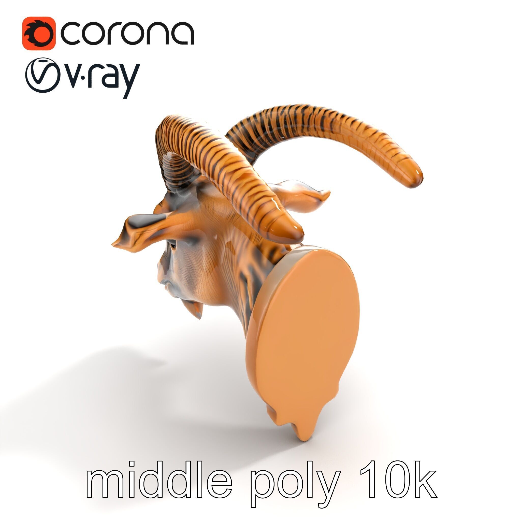 Bronze Goat Head Door Handle model pack Low-poly 3D model_8