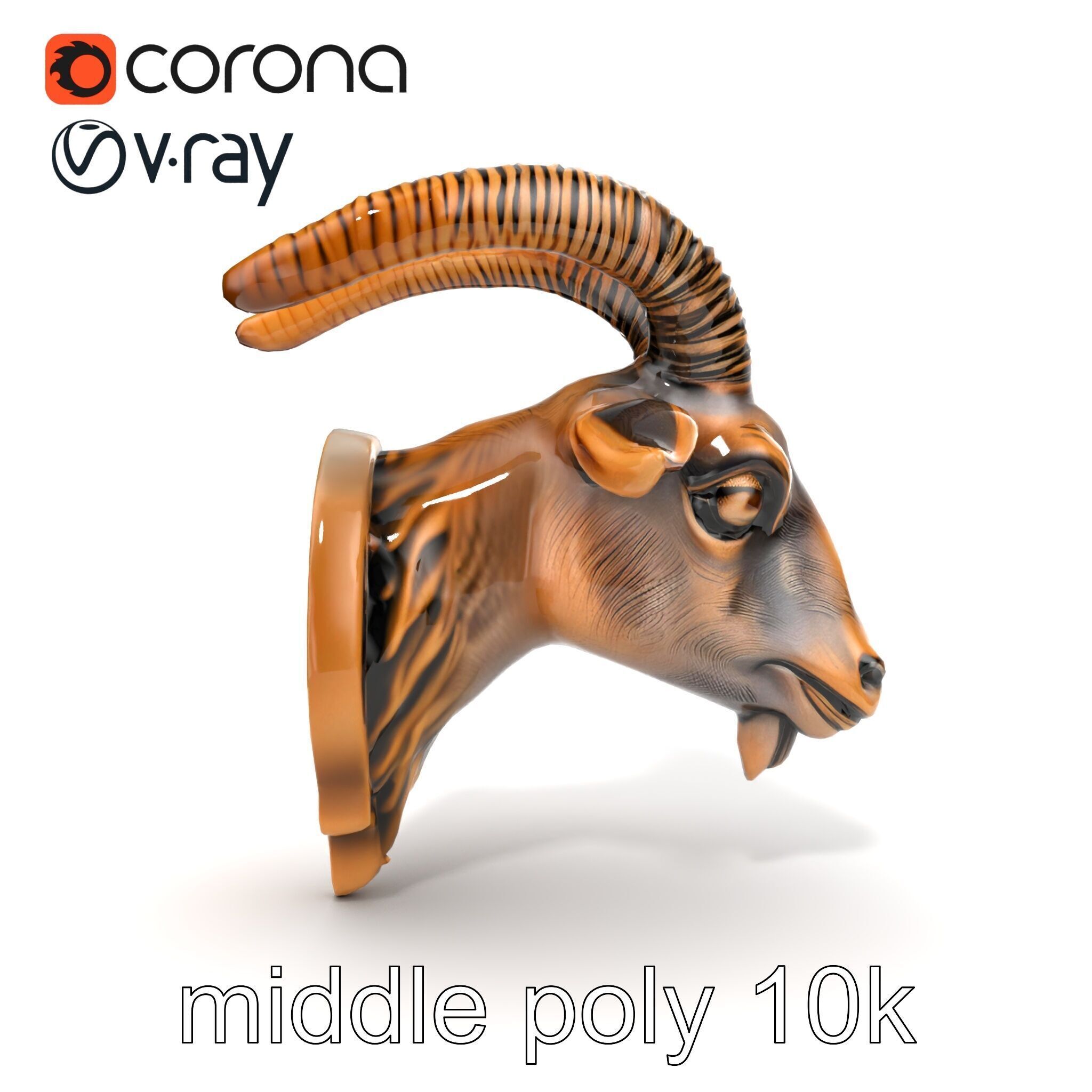 Bronze Goat Head Door Handle model pack Low-poly 3D model_17