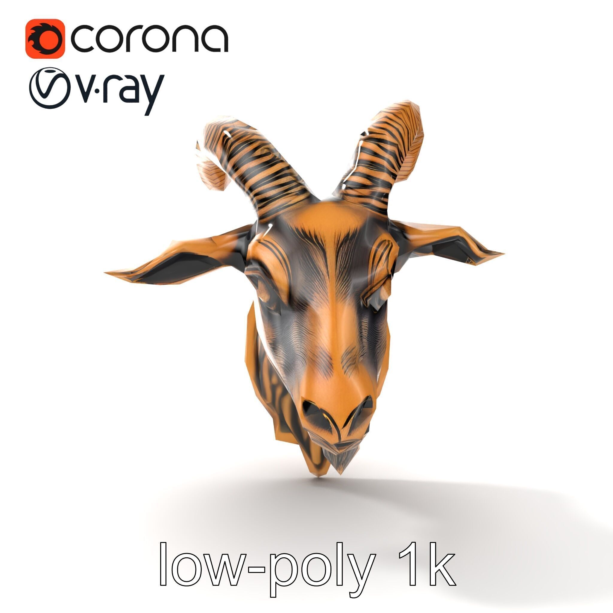 Bronze Goat Head Door Handle model pack Low-poly 3D model_15