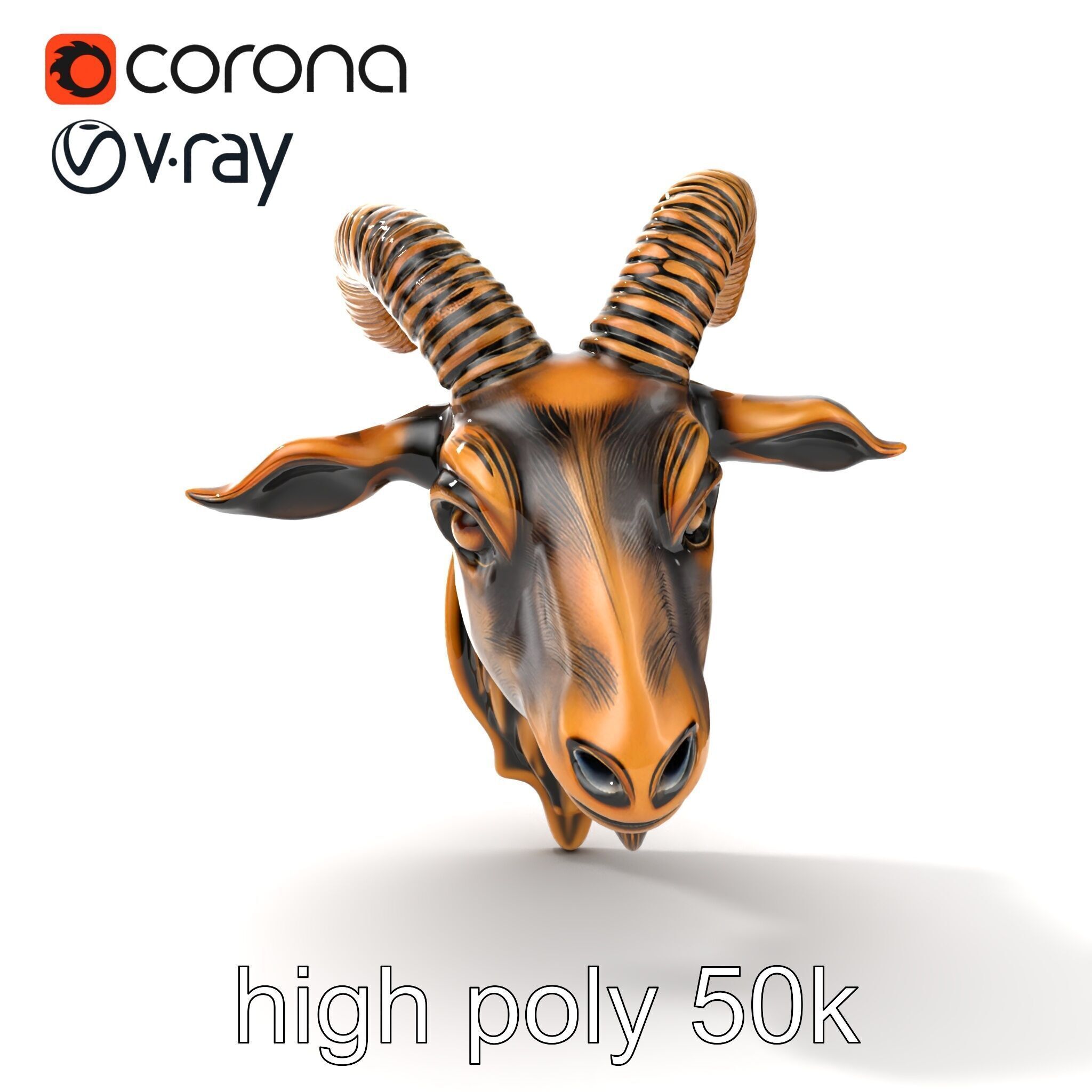 Bronze Goat Head Door Handle model pack Low-poly 3D model_26