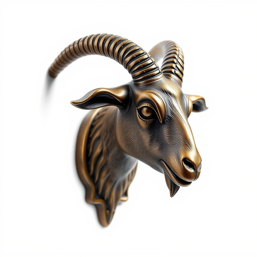 Bronze Goat Head Door Handle model pack Low-poly 3D model_4