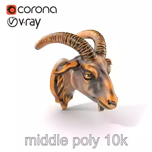 Bronze Goat Head Door Handle model pack