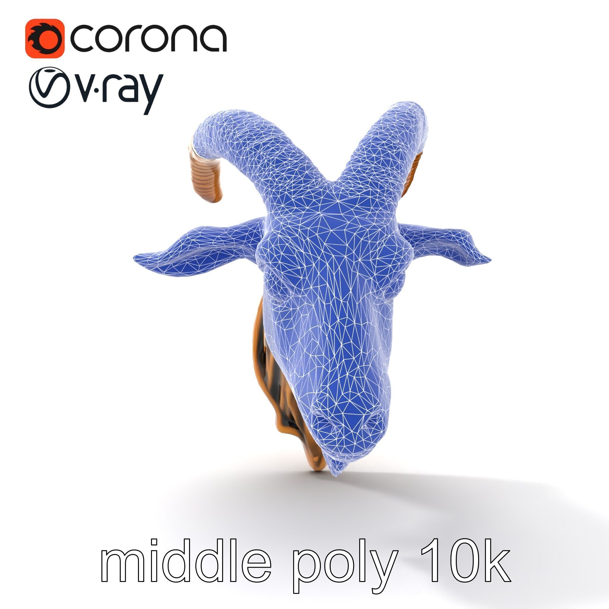 Bronze Goat Head Door Handle model pack Low-poly 3D model_22