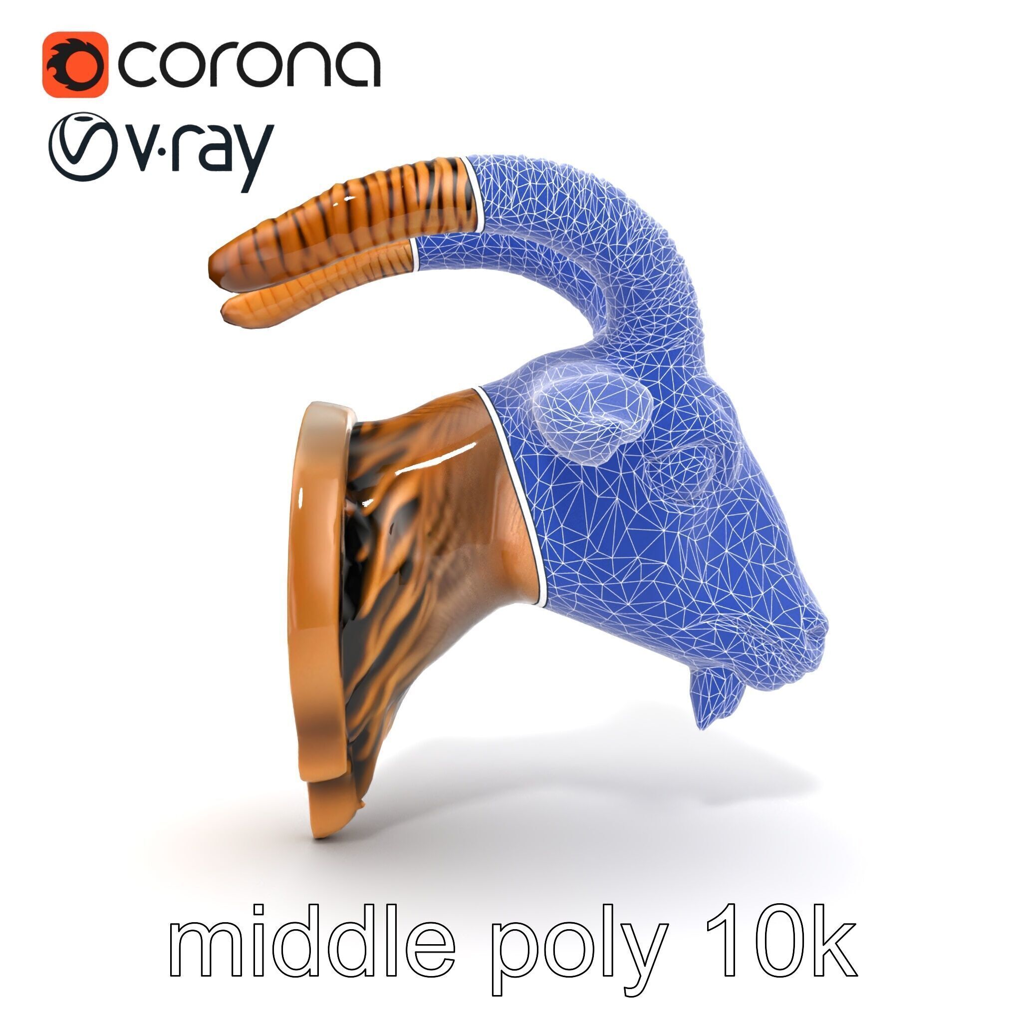 Bronze Goat Head Door Handle model pack Low-poly 3D model_27