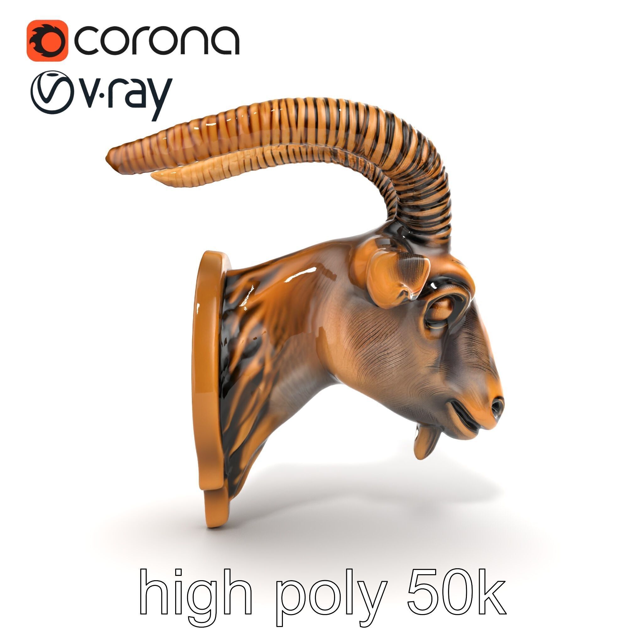 Bronze Goat Head Door Handle model pack Low-poly 3D model_23