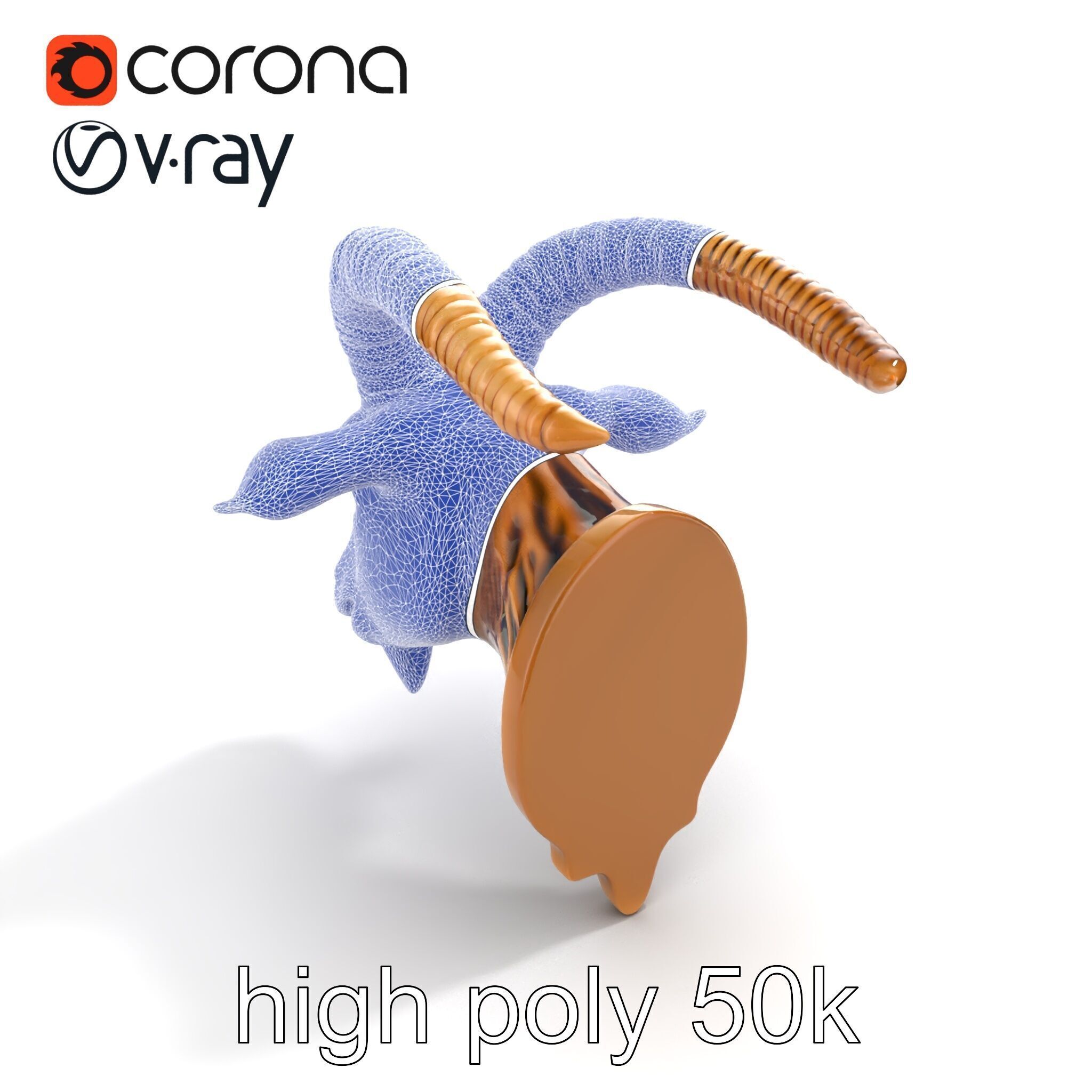 Bronze Goat Head Door Handle model pack Low-poly 3D model_30