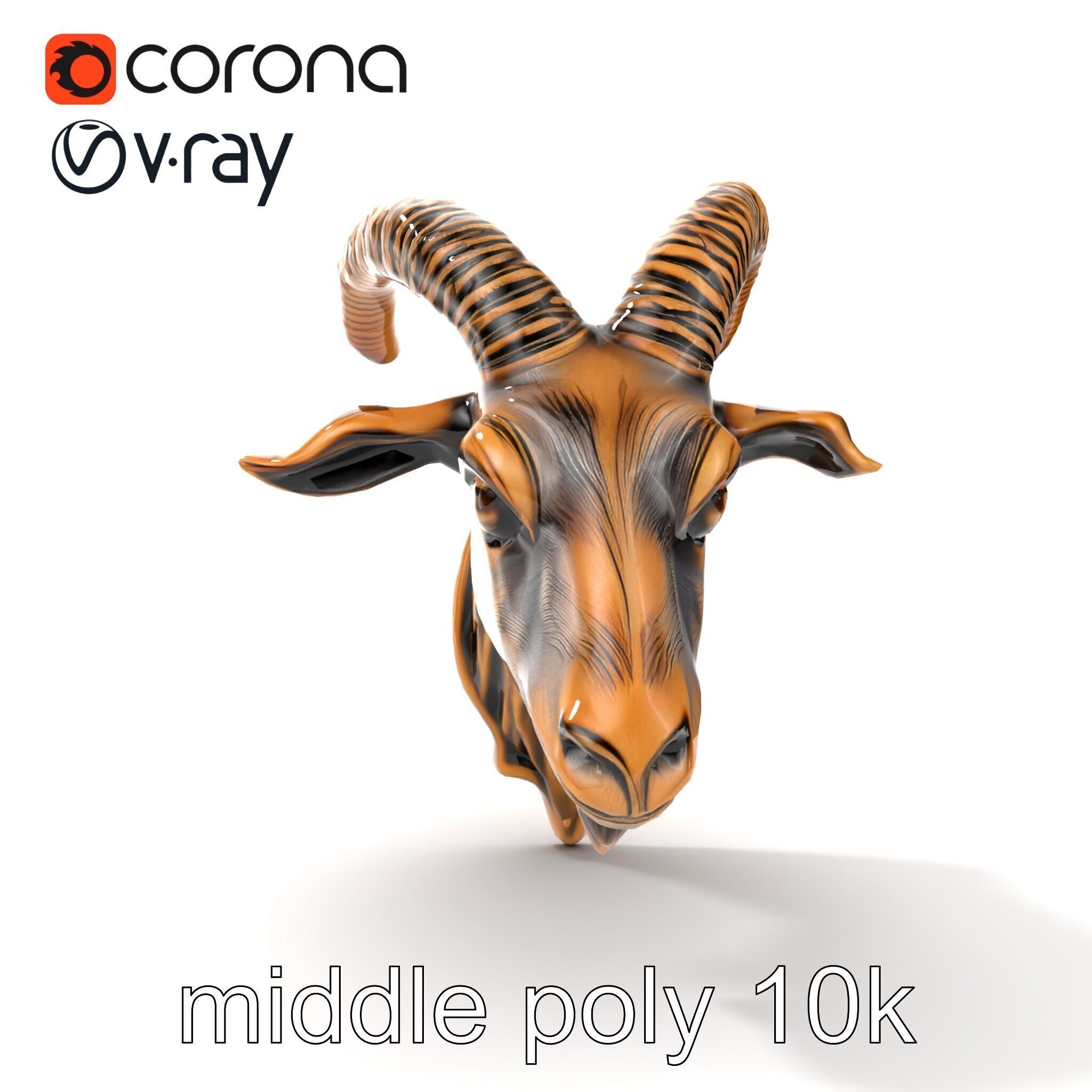 Bronze Goat Head Door Handle model pack Low-poly 3D model_14