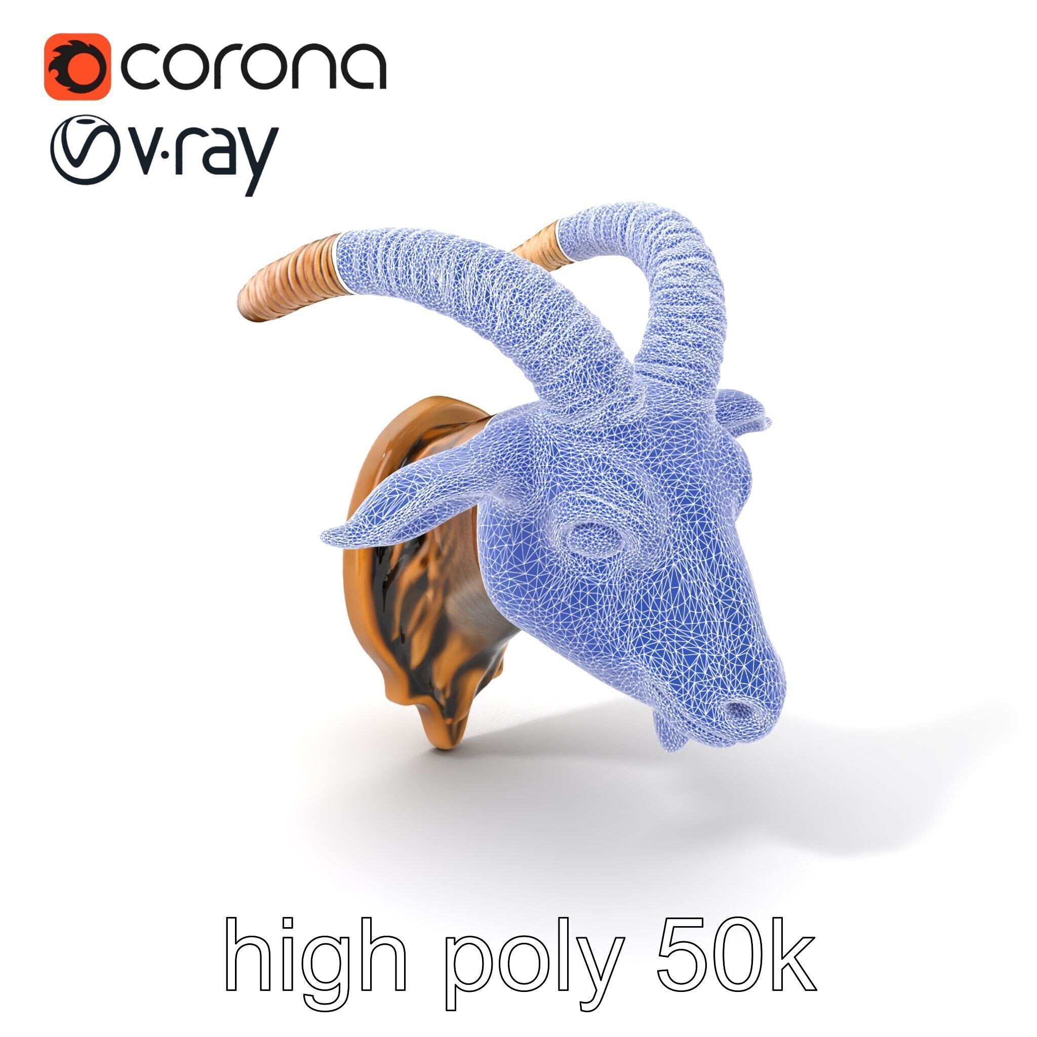 Bronze Goat Head Door Handle model pack Low-poly 3D model_10