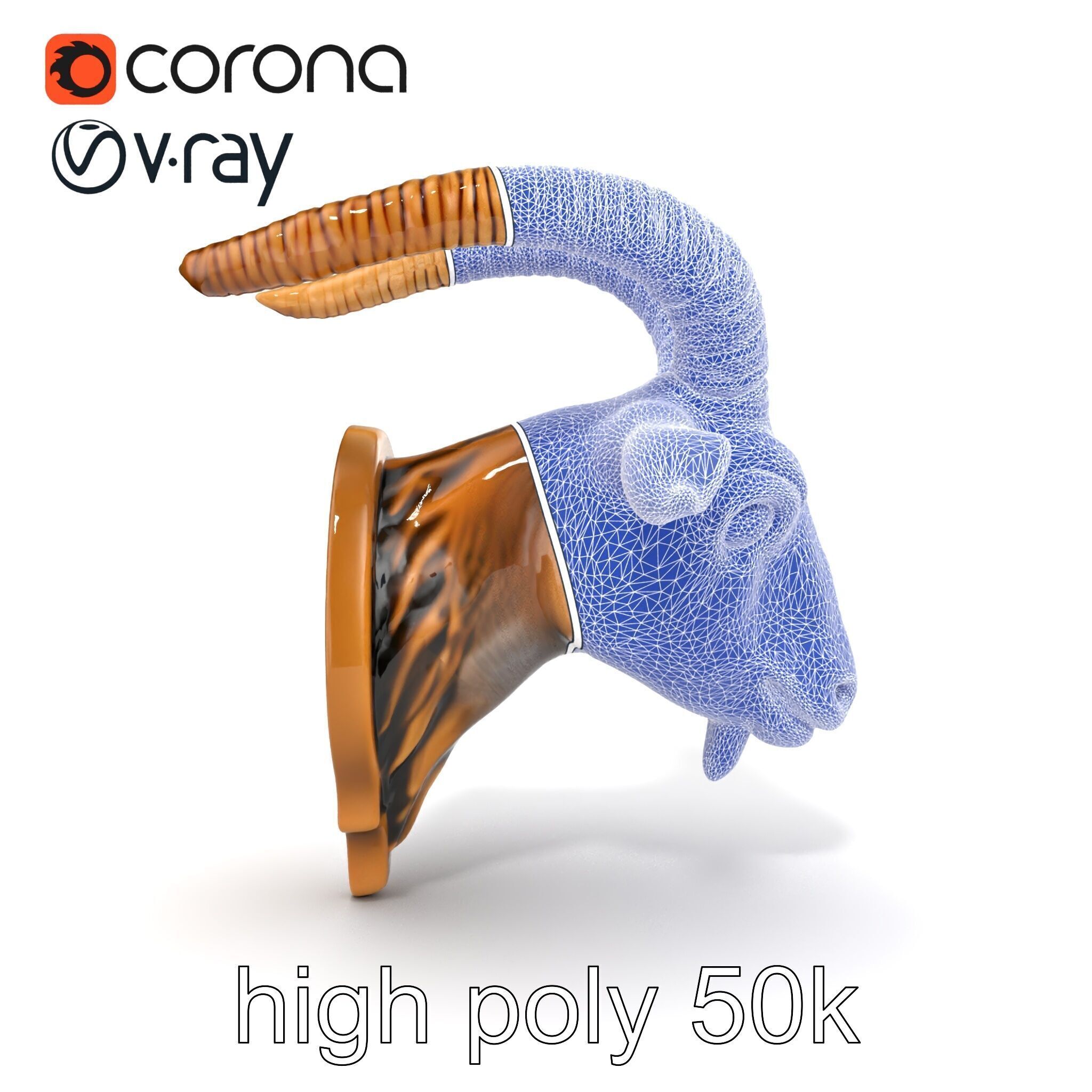 Bronze Goat Head Door Handle model pack Low-poly 3D model_19