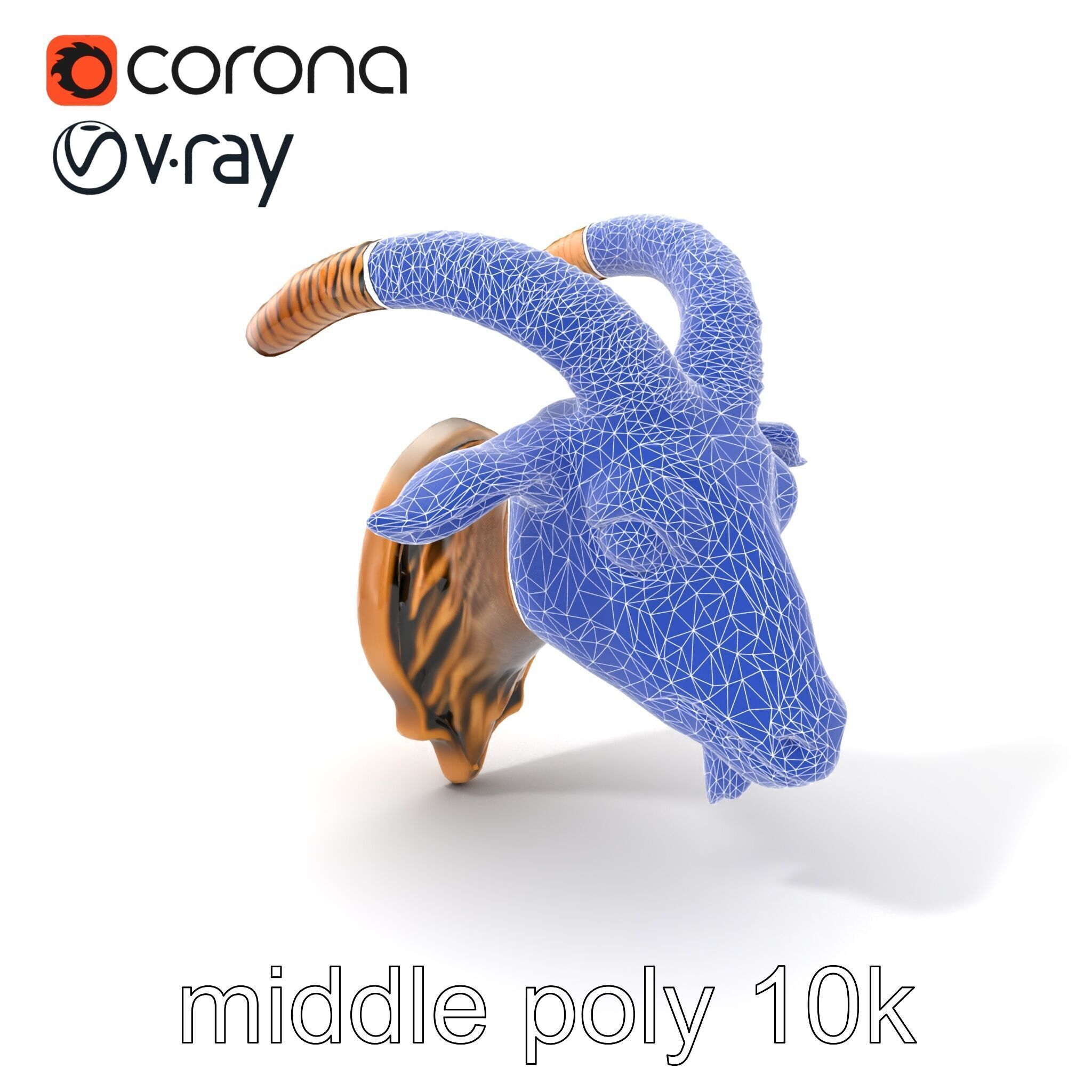 Bronze Goat Head Door Handle model pack Low-poly 3D model_6