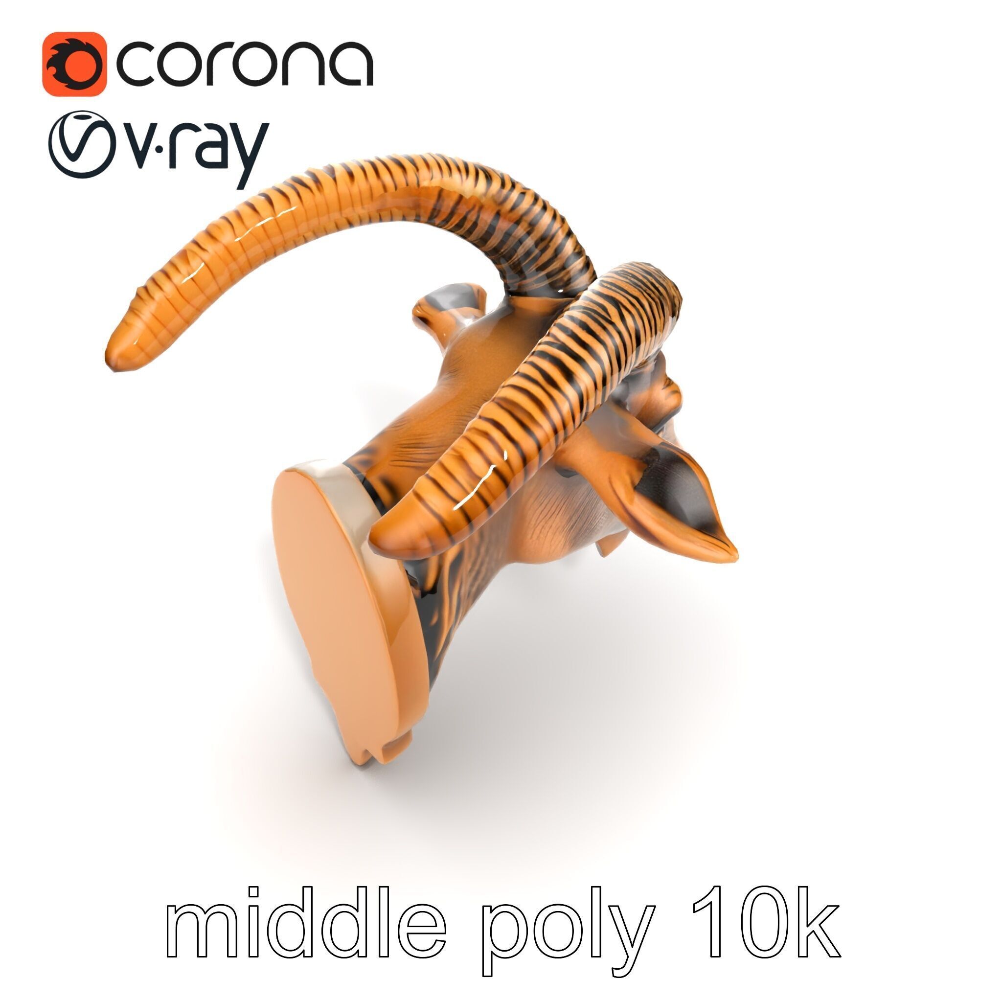 Bronze Goat Head Door Handle model pack Low-poly 3D model_12