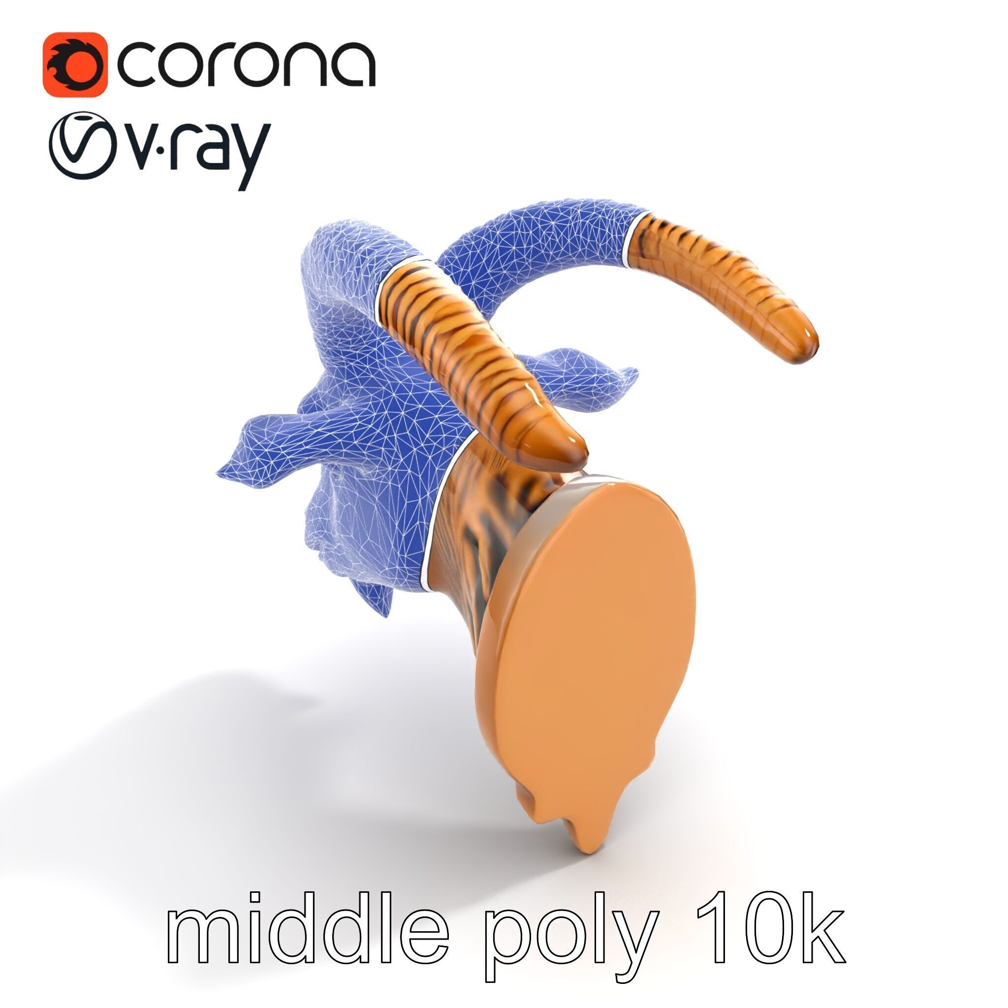 Bronze Goat Head Door Handle model pack Low-poly 3D model_11