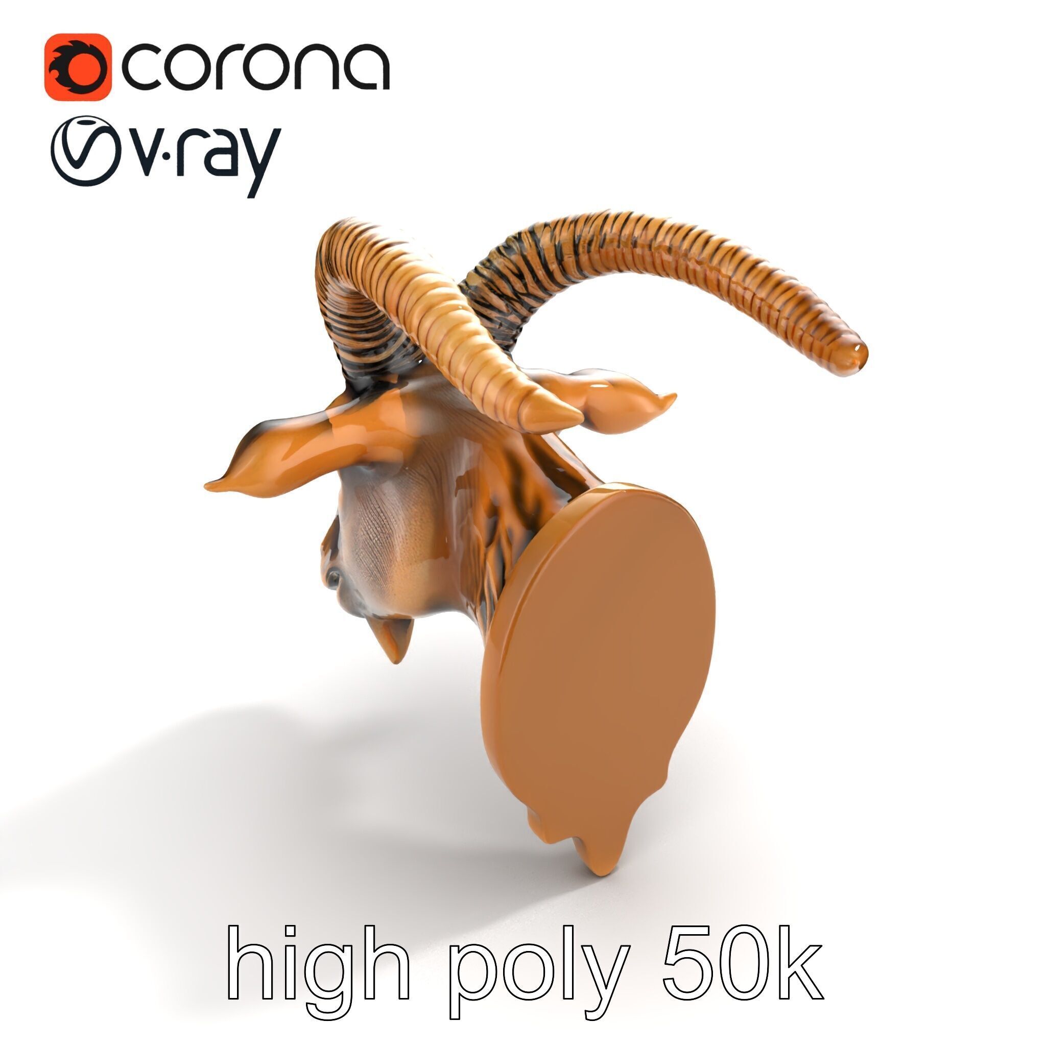 Bronze Goat Head Door Handle model pack Low-poly 3D model_20