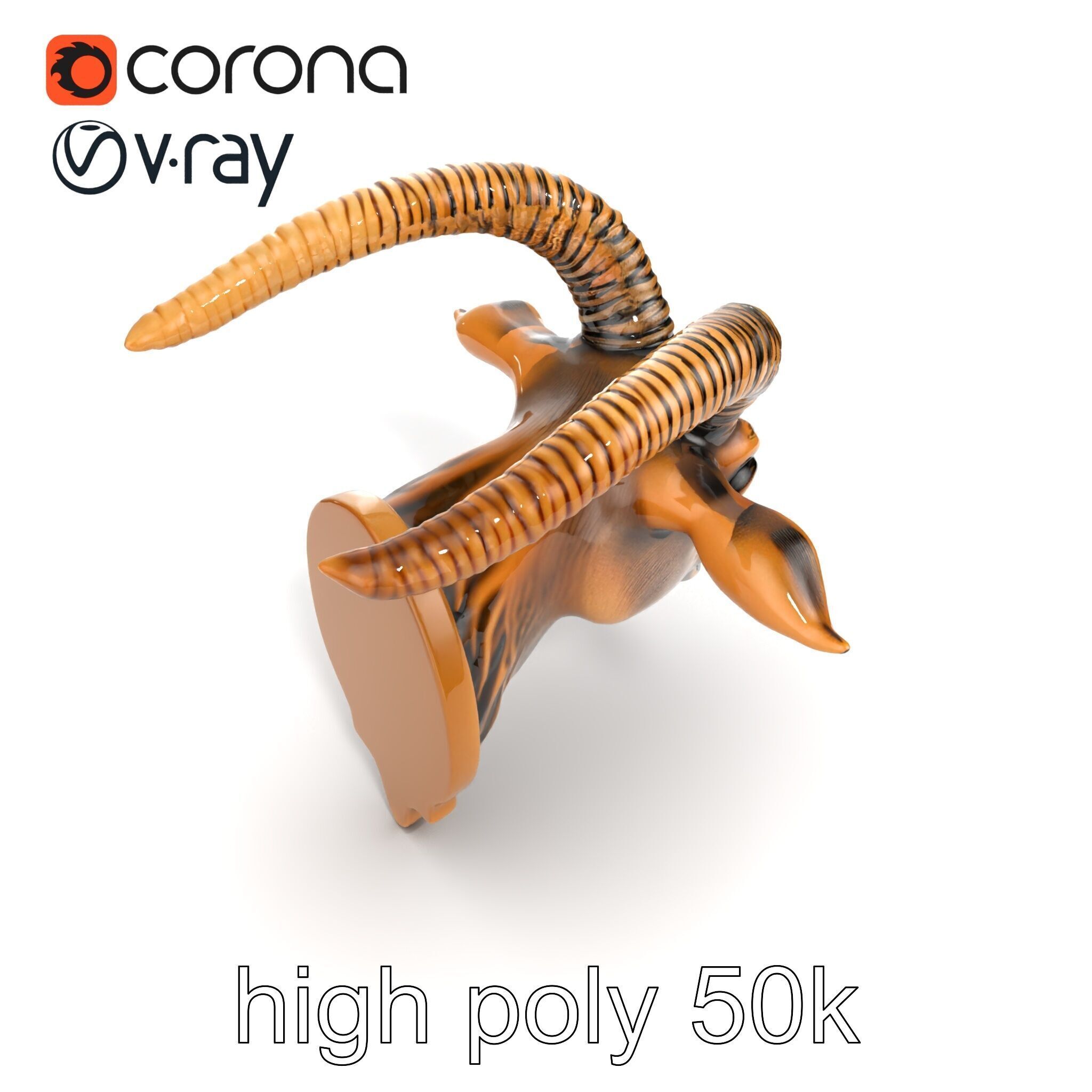 Bronze Goat Head Door Handle model pack Low-poly 3D model_16