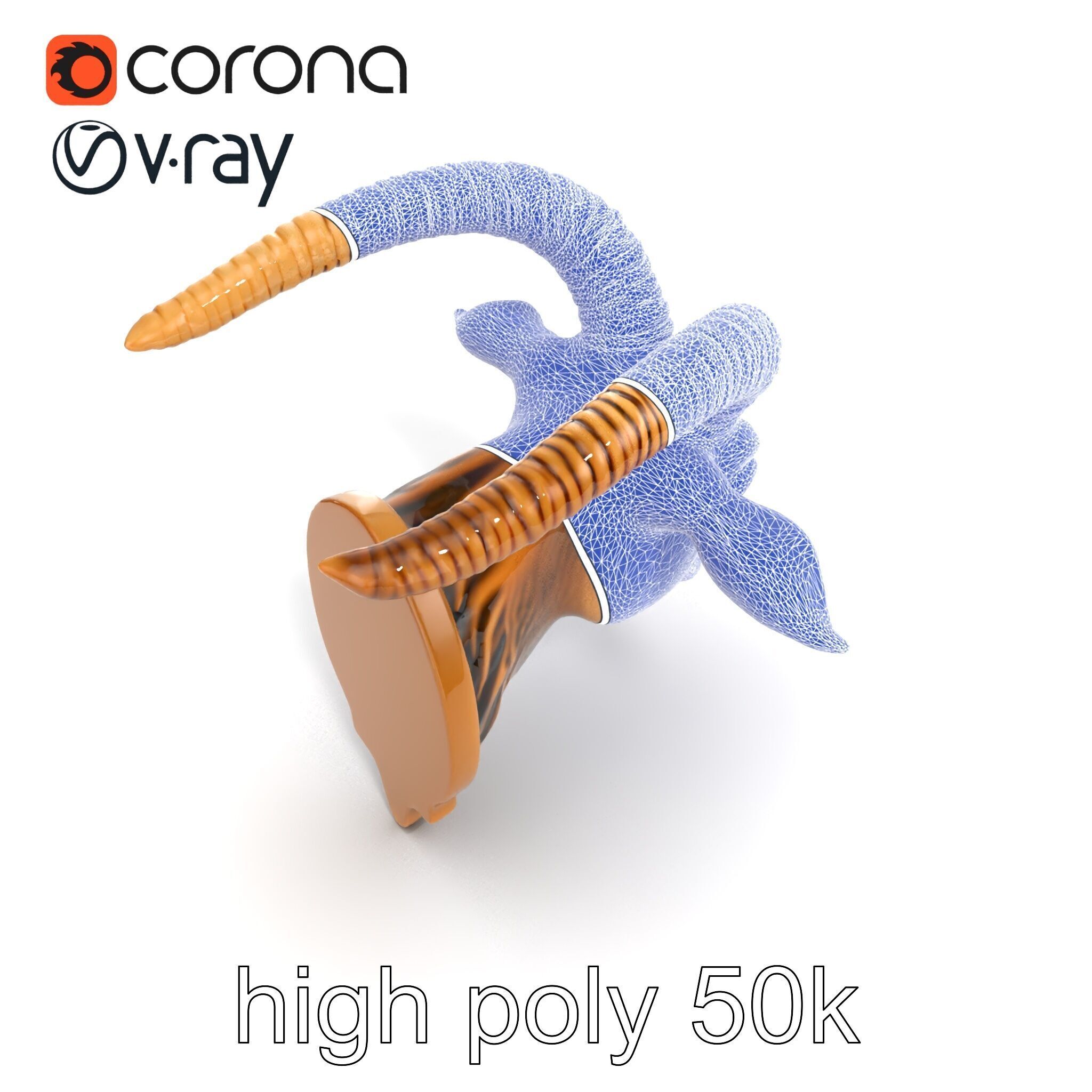 Bronze Goat Head Door Handle model pack Low-poly 3D model_18