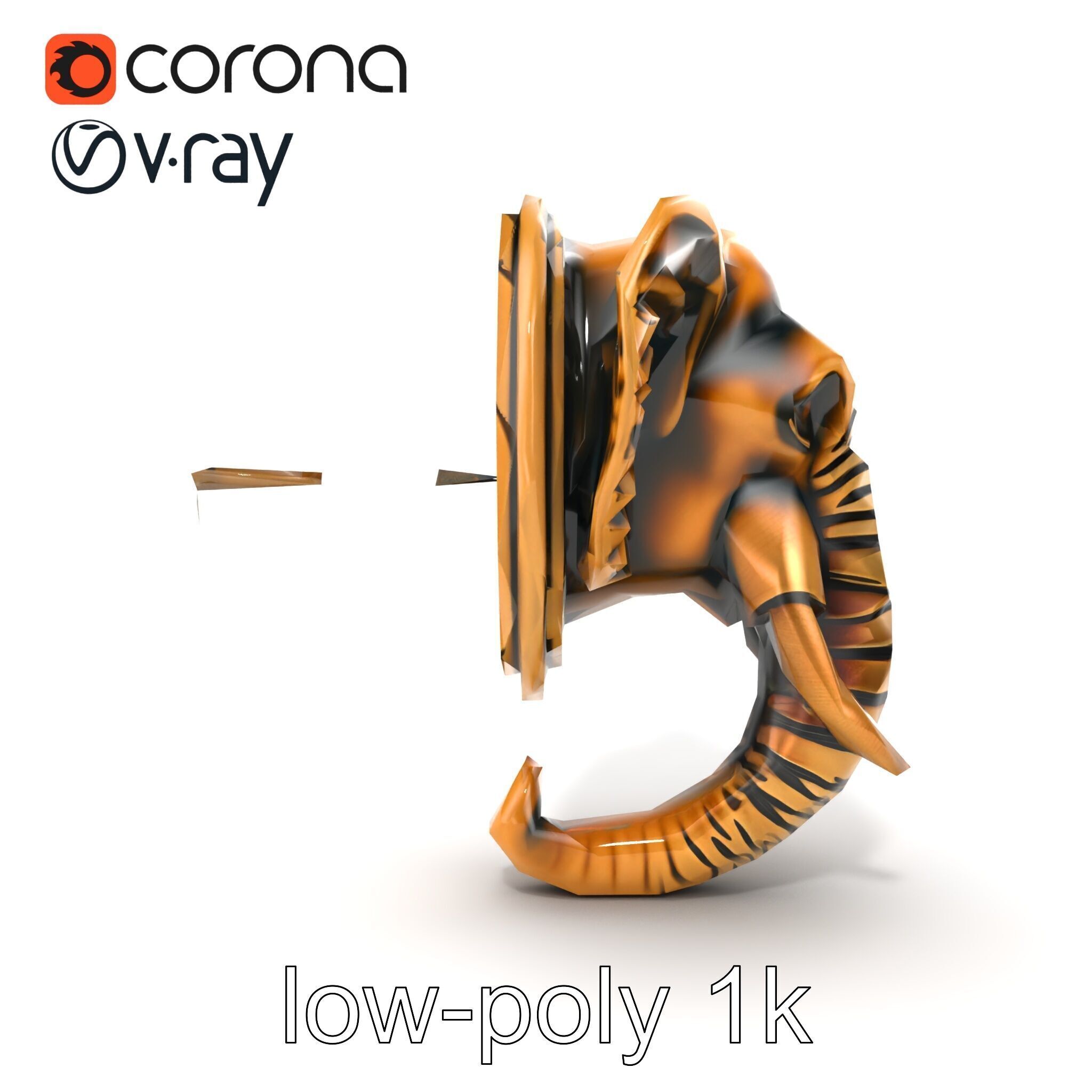 Elephant Head Door Handle Sculpture model pack Low-poly 3D model_30