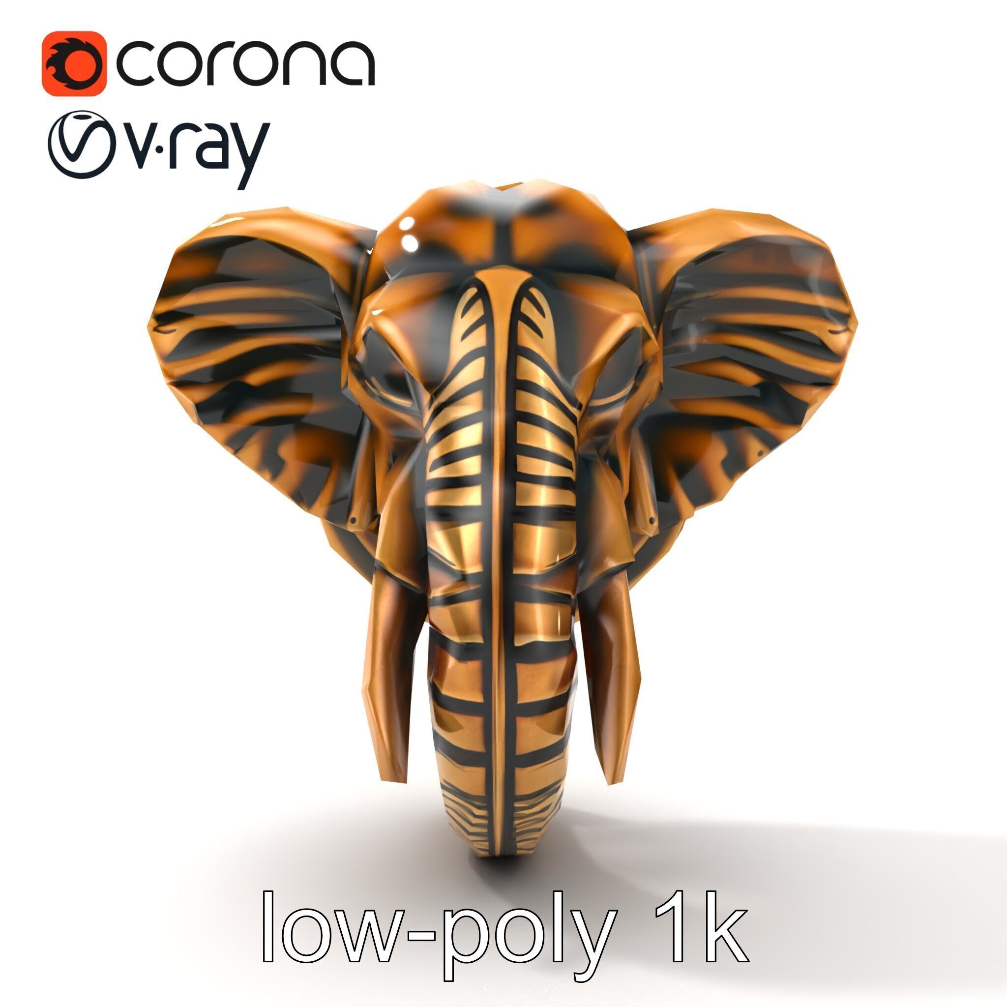 Elephant Head Door Handle Sculpture model pack Low-poly 3D model_31