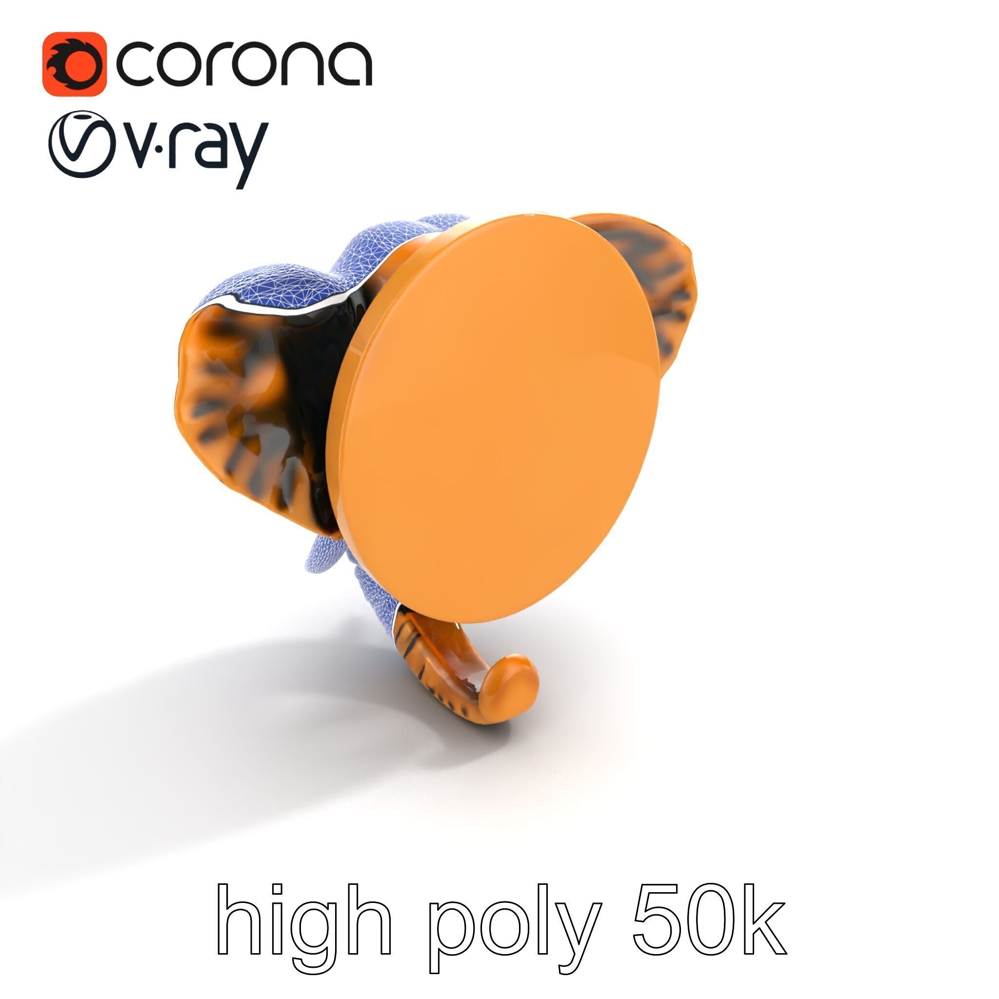 Elephant Head Door Handle Sculpture model pack Low-poly 3D model_12