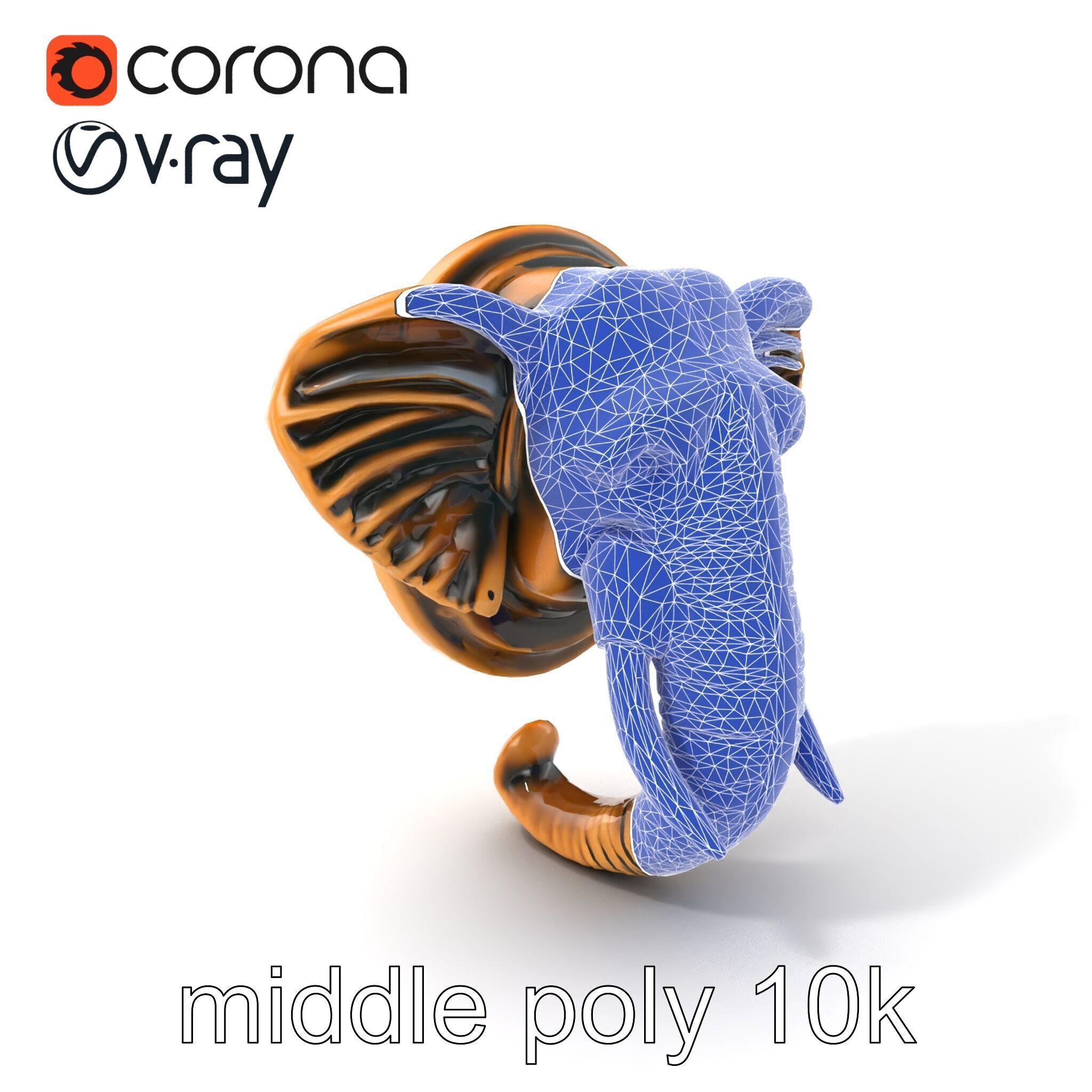 Elephant Head Door Handle Sculpture model pack Low-poly 3D model_6