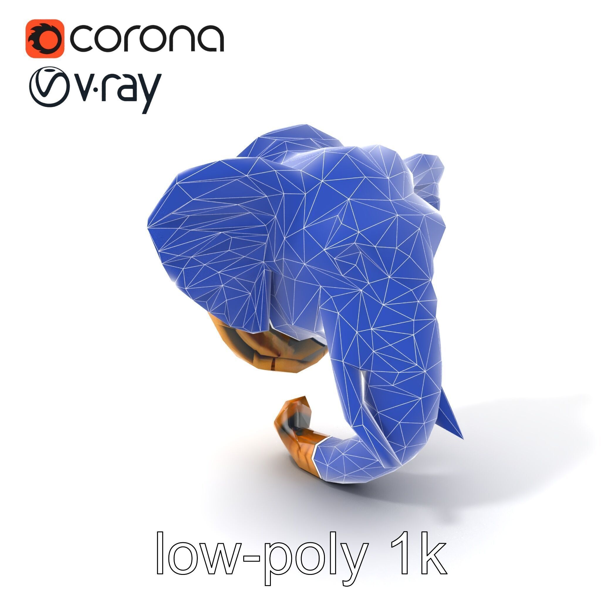 Elephant Head Door Handle Sculpture model pack Low-poly 3D model_7