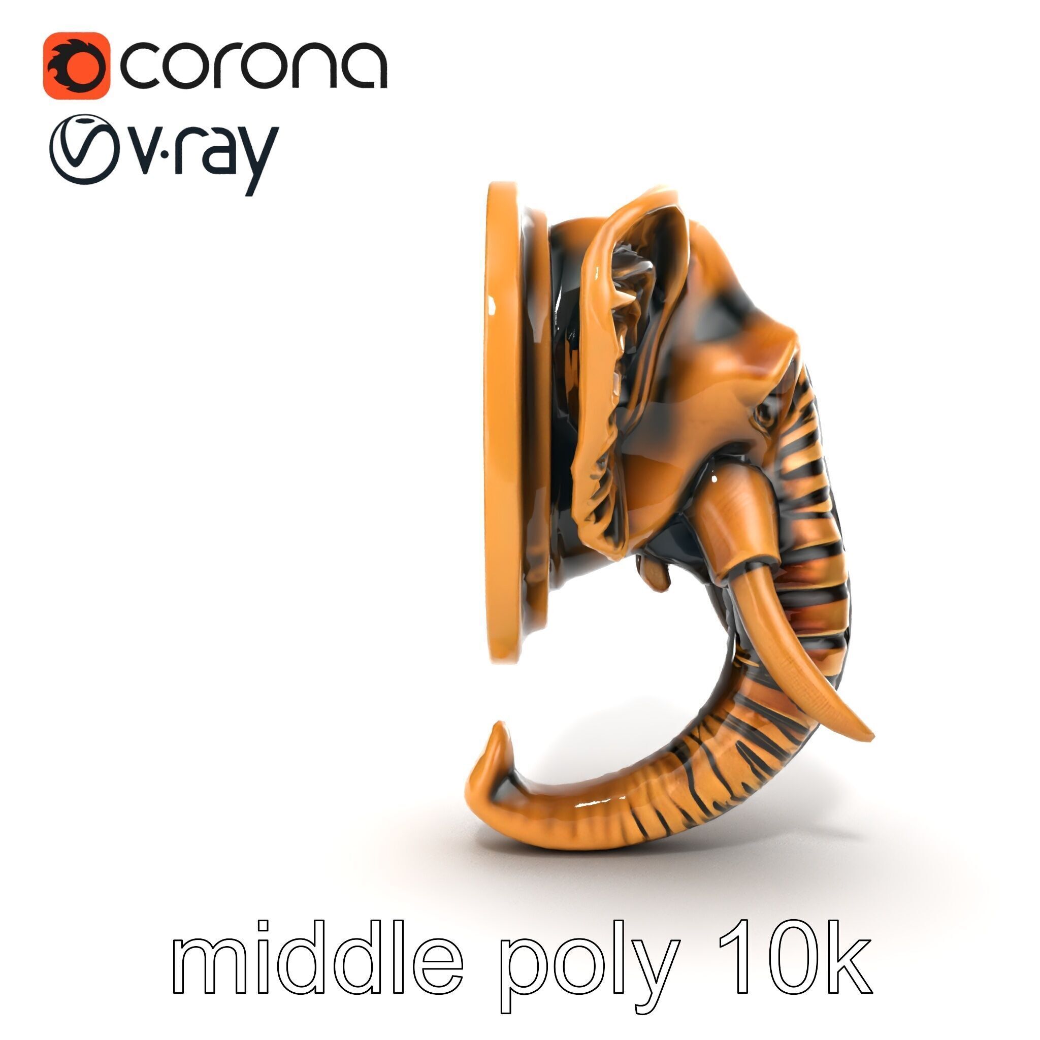 Elephant Head Door Handle Sculpture model pack Low-poly 3D model_27