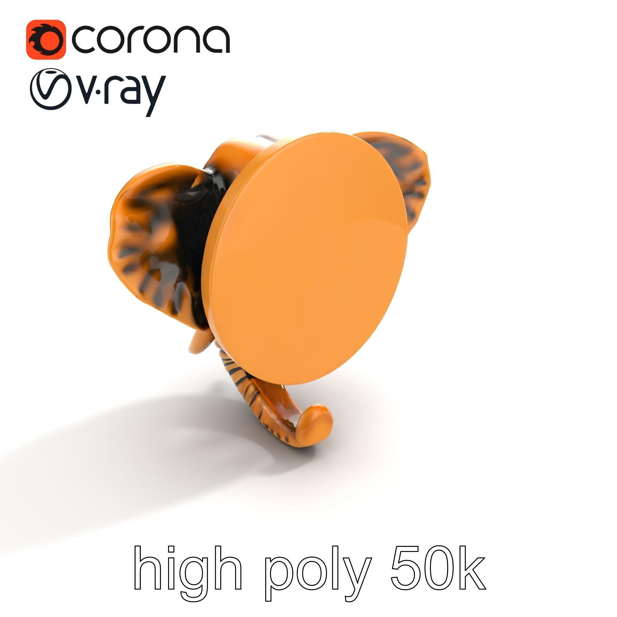 Elephant Head Door Handle Sculpture model pack Low-poly 3D model_24