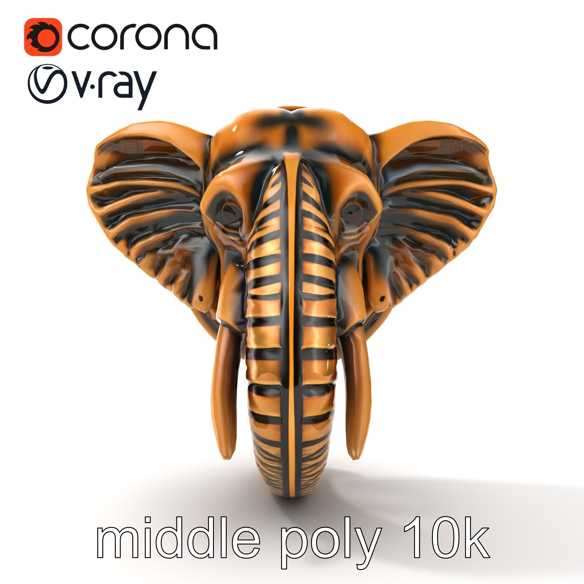 Elephant Head Door Handle Sculpture model pack Low-poly 3D model_23