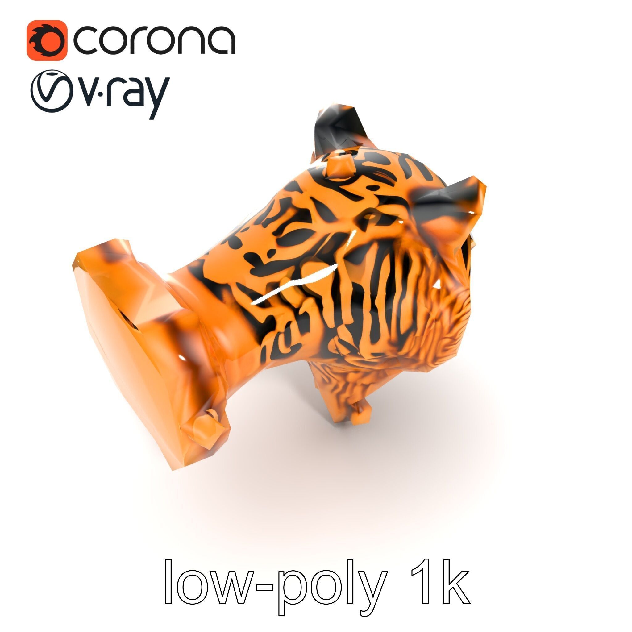 Bronze Tiger Head Door Handle model pack Low-poly 3D model_11