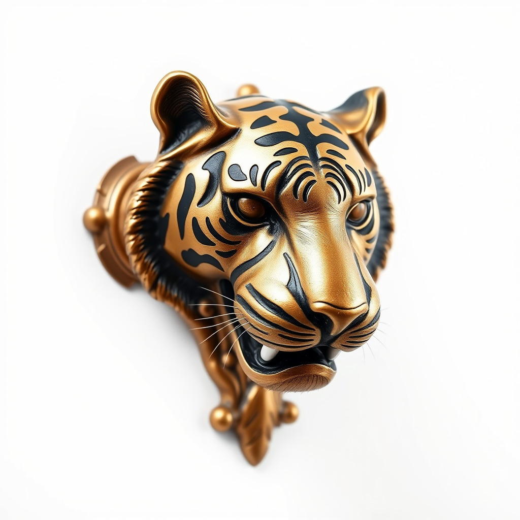 Bronze Tiger Head Door Handle model pack Low-poly 3D model_4