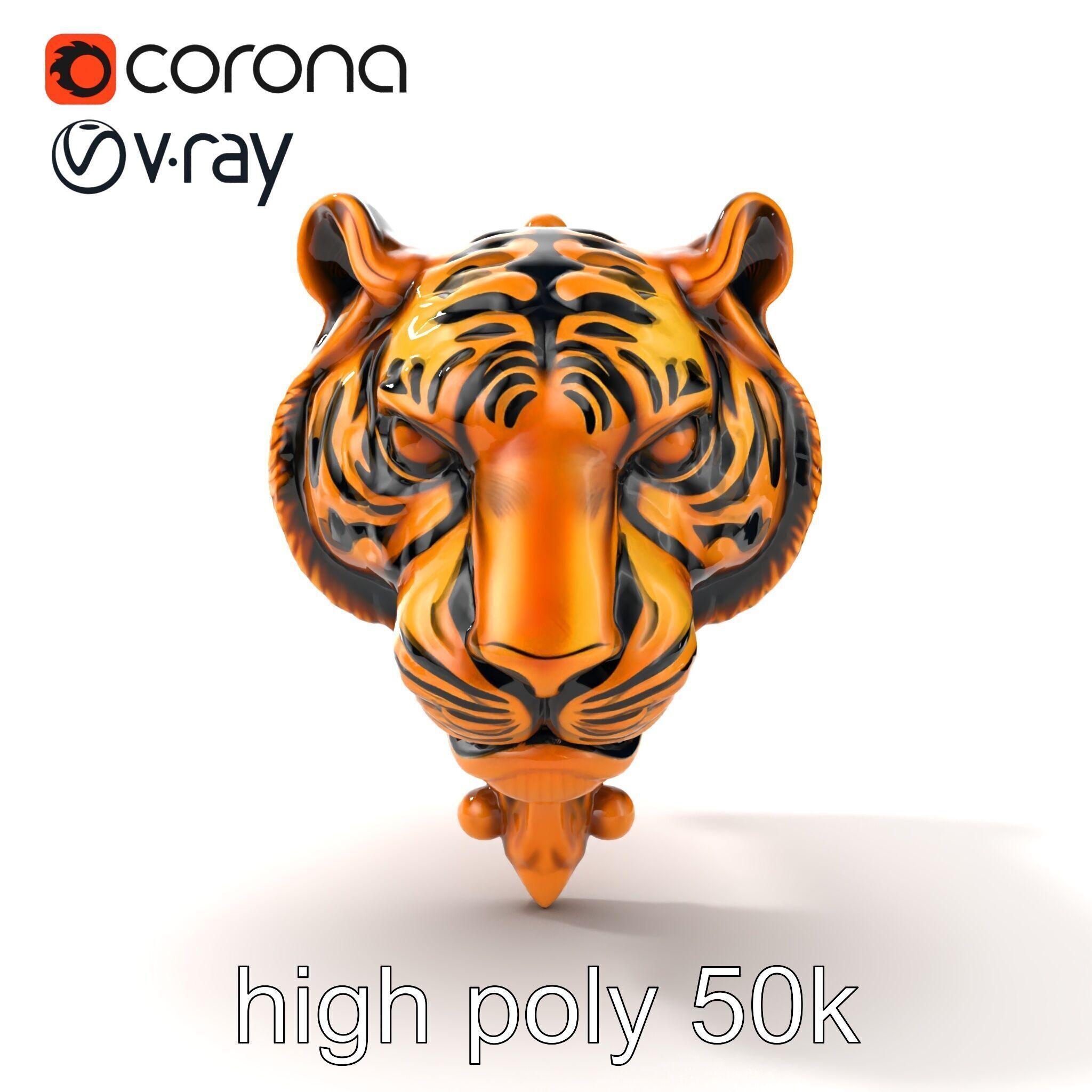 Bronze Tiger Head Door Handle model pack Low-poly 3D model_24