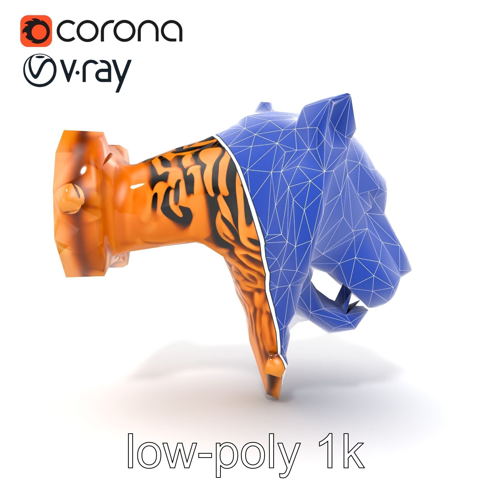 Bronze Tiger Head Door Handle model pack Low-poly 3D model_25