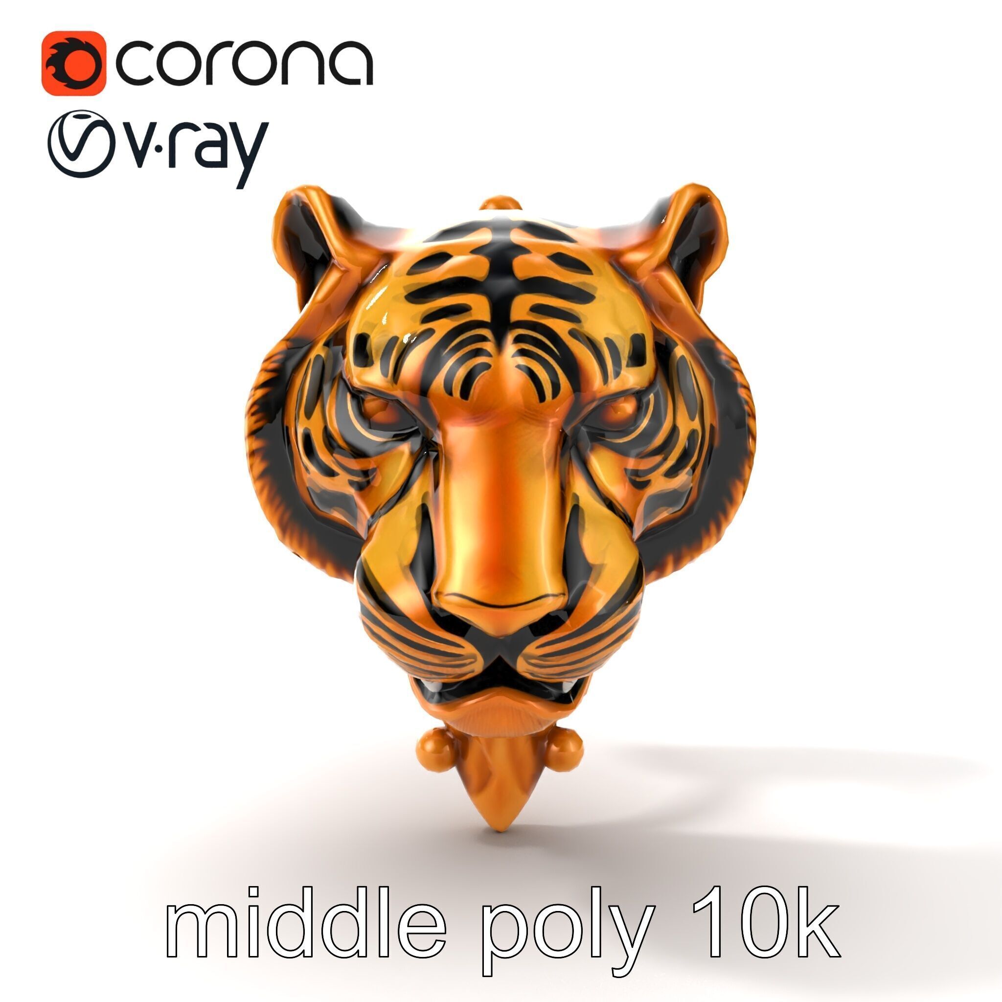 Bronze Tiger Head Door Handle model pack Low-poly 3D model_17