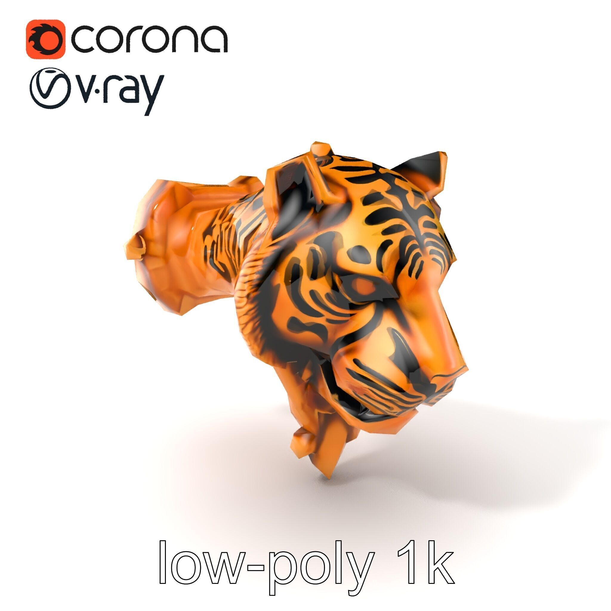 Bronze Tiger Head Door Handle model pack Low-poly 3D model_5